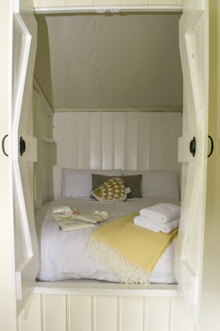 A view of the inside of the cabin bed