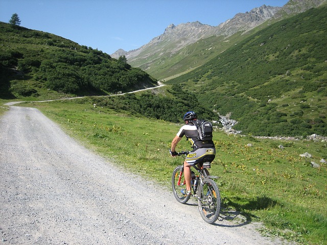 A photo of someone mountain biking